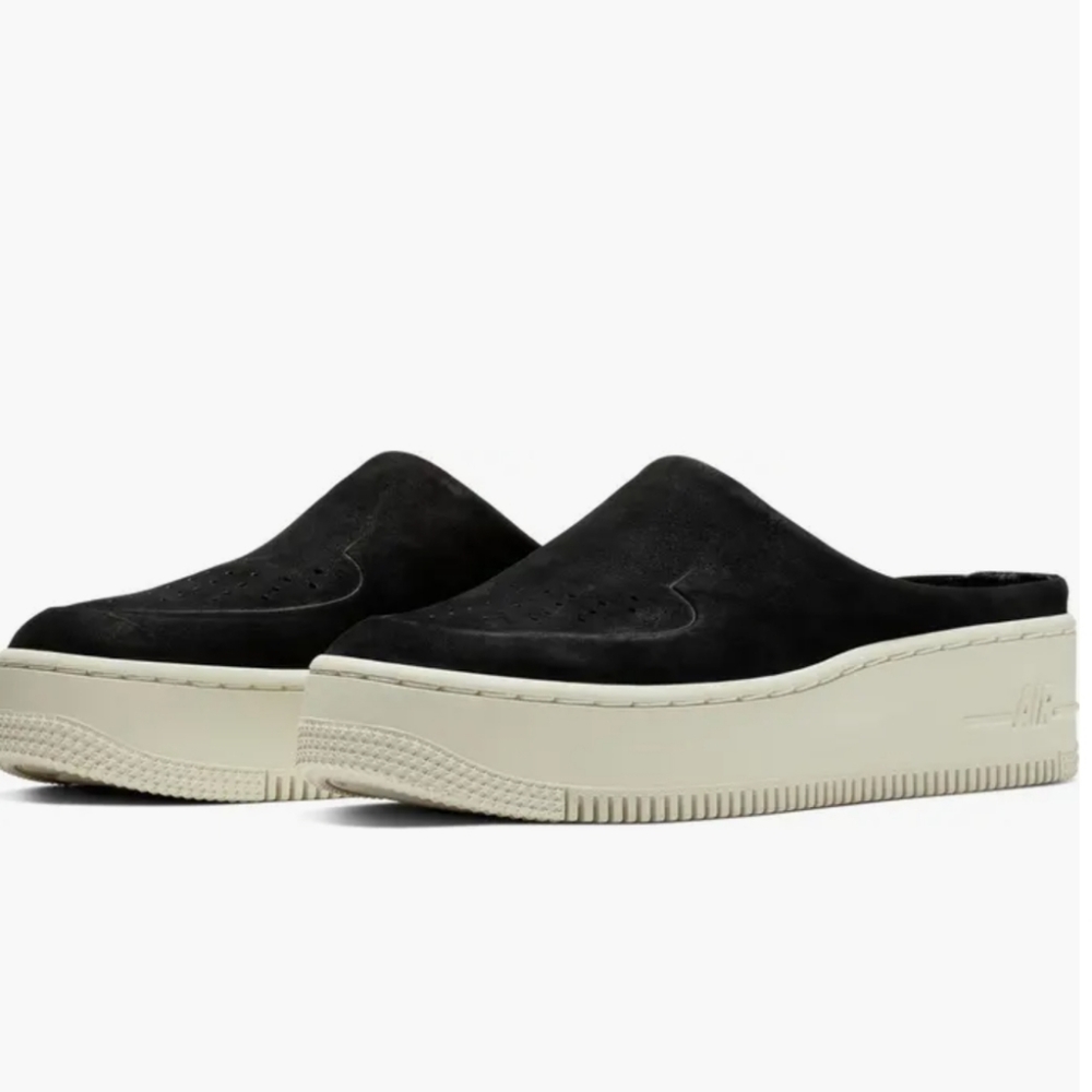 Nike Air Black and White Slip-On Suede Clogs